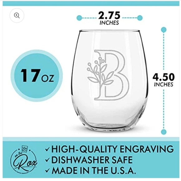 "B" stemless Wine Glass - Picture 2 of 3